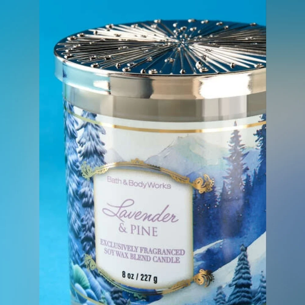 Bath & Body Works Lavender & Pine Single Wick Candle 8oz NEW RARE